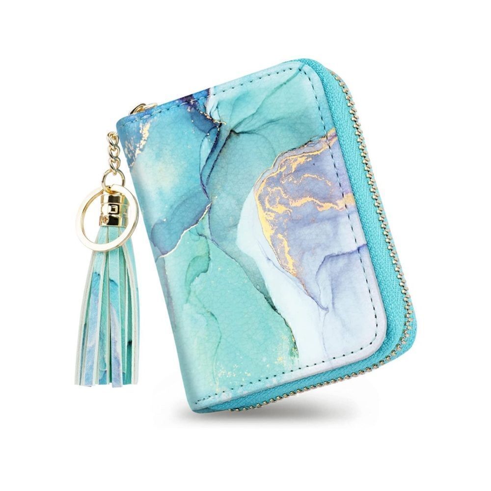 Blue Marble Leather Compact Wallet - Picture 2 of 4